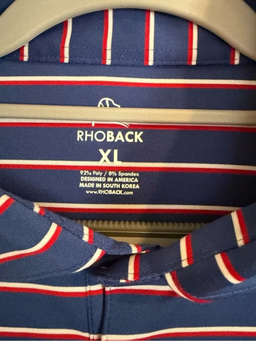 Rhoback Blue Red White Striped Polo